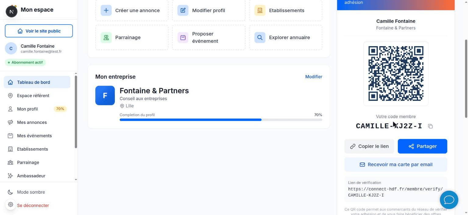 Carte de membre